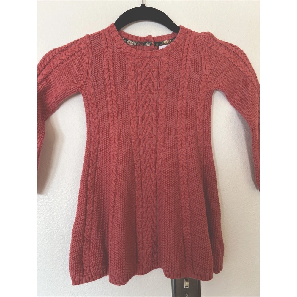 Tommy Bahama Girls Size 5T  Cable Knit Sweater Dress Salmon Color